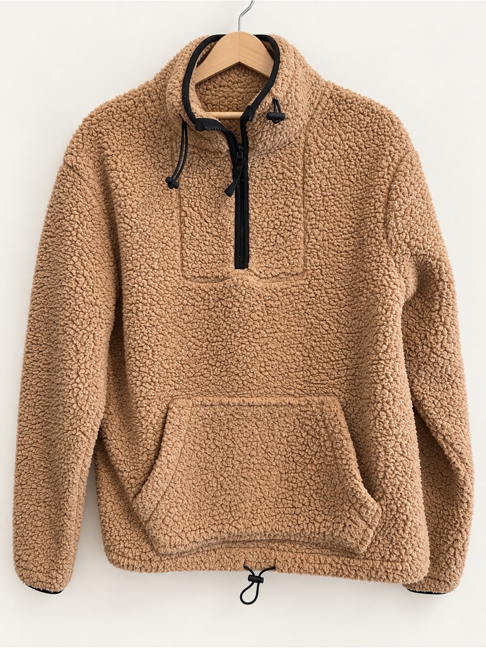Love Tree Tan Sherpa Half-Zip Pullover, Unisex, Size Small